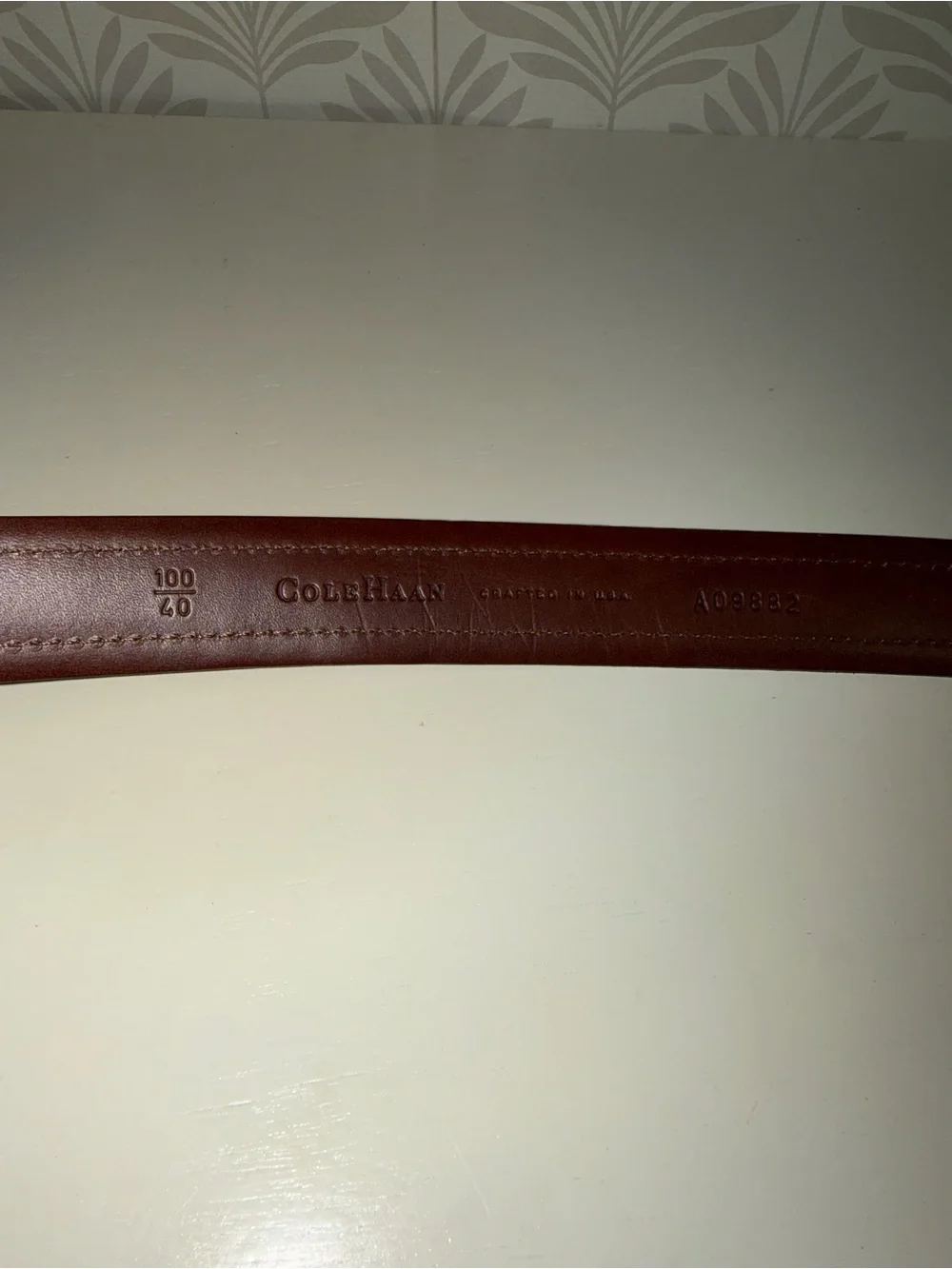 Men’s Cole Haan Black Leather Croc Design Belt Size 40
